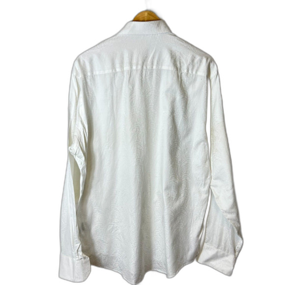 Bugatchi Julian White Paisley Jacquard Cotton LS Button Front Shirt Size L - Picture 9 of 15